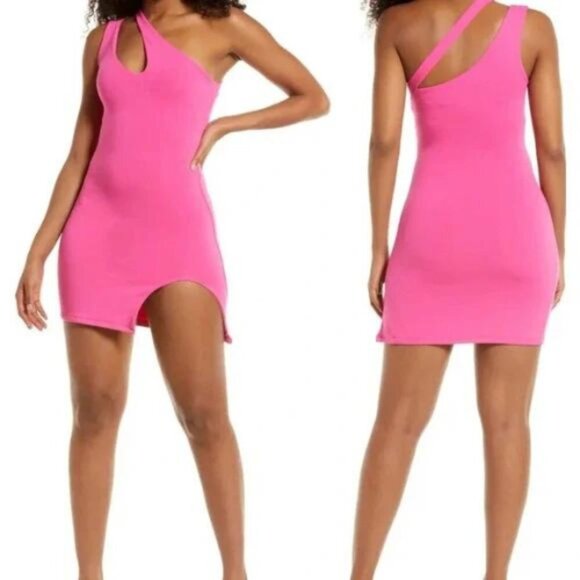 Naked Wardrobe  Cutout One-Shoulder Mini Dress in Pink 17762 - Picture 2 of 10
